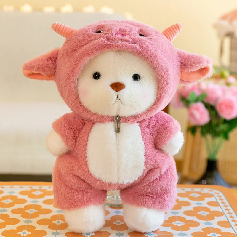 Adorable Animal Costume Bear Plush Toy - Soft Stuffed Bear in Cute Outfits (25cm/35cm)